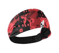 Crafts Fog Design Halloween Red Black Moisture Wicking running headband for women Stretchy hairbands for women's hair for Gym tennis Daily use basketball accesorios para cabello de mujer