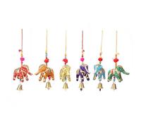Crafts of India Handmade Traditional Colorful Rajasthani 6 Elephants with Umbrella Hanging Exquisite Door, Wall, and Decorative Décor