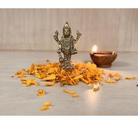 Crafts of India Lord Vishnu Small Brass Statue - Divine Décor, 3-inch Handcrafted Hindu Sculpture for Home Altar and Spiritual Spaces