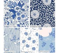 Crafts of Tranquility Delft Blue The V&A Museum 100% Organic Cotton 45cm x 55cm Wide Fat Quarter Bundle for Crafting, Sewing, Patchwork