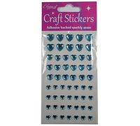 Crafts Stickers Self Adhesive 6mm - 10mm Heart Diamante Blue 56 pcs