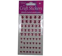 Crafts Stickers Self Adhesive 6mm - 10mm Heart Diamante Pink 56 pcs