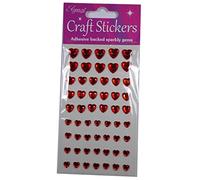 Crafts Stickers Self Adhesive 6mm - 10mm Heart Diamante Red 56 pcs