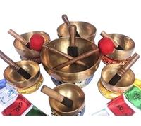 CRAFTS STUDIO Handmade 7 Chakra Tibetan Singing Bowl Meditation Healing Bowl With Mallet And Silk Cushion SET OF 7 BOWL Of Different notes