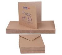 Crafts UK 50 Cards and Envelopes, Kraft, 6 x 6-Inch