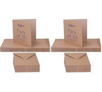 Crafts UK 50 Cards and Envelopes, Kraft, 6 x 6-Inch (Pack of 2)