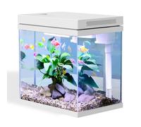 Craftsboys 13.5L Fish Tank, Nano Glass Aquarium, Upgrade Filter system and LED Light, for Freshwater & Marine, Filter Balls Included (White, 13.5L)