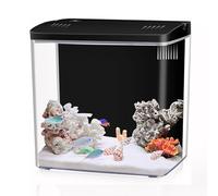Craftsboys 4.5L Aquarium Starter Kits, Small Arcrylic Betta Fish Tank with Led Lights and Backwall Filter (Black)