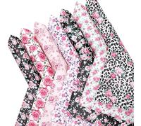 CraftsFabric 7pcs Floral Printing Synthetic Vinyl Faux Leather Fabric Bundle Width 8" x12" for Bags, Hair Bow, Leather Keychains, Purse Wallets Making Upholstery Decoration (Rose Flower)
