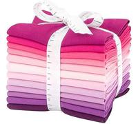 CraftsFabrics 100% Cotton 12Pcs Solid Color Fabric 18"x22" Wide Fat Quarter Bundle Ideal for Quilting, Scrapbooking, Sewing, Arts & Crafts, Baby Clothing, Nursery, DIY Projects; Berry Bliss