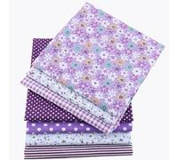 CraftsFabrics 100% Cotton 7pcs 10in x 10in Multi-Color Printed Floral Design Thin Cotton for DIY Sewing Quilting Craft Patchwork (Purple)