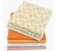 CraftsFabrics 100% Cotton 7pcs 10in x 10in Multi-Color Printed Floral Design Thin Cotton for DIY Sewing Quilting Craft Patchwork (Yellow)