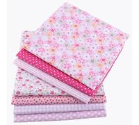 CraftsFabrics 100% Cotton 7pcs 10in x 10in Multi-Color Printed Floral Design Thin Cotton for DIY Sewing Quilting Craft Patchwork (Pink)