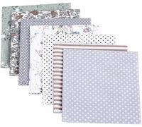 CraftsFabrics 100% Cotton 7pcs 10in x 10in Multi-Color Printed Floral Design Thin Cotton for DIY Sewing Quilting Craft Patchwork (Gray)