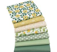 CraftsFabrics 100% Cotton 7pcs 50x50cm Floral Printed Fat Quarters Fabric Bundle for Quilting, Sewing, Baby Clothing, DIY Projects