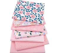 CraftsFabrics 100% Cotton 7pcs/lot (25cm x 25cm) Pink Floral Fat Quarters for Quilting, Scrapbooking, Sewing, Arts & Crafts, Baby Clothing, Nursery, DIY Projects