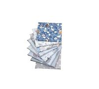 CraftsFabrics 100% Cotton 8pcs 40x50cm Wide Cartoon Animals Printed Fat Quarters Fabric Bundle for Quilting, Baby Clothing, DIY Projects