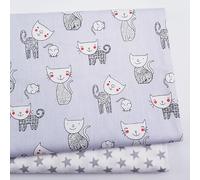 CraftsFabrics 100% Cotton Fanni 2pcs Cute Pattern Cotton Fabric Squares 50 x 50cm Wide Fabric Scrap for Sewing, Quilting, Patchwork, Home Décor