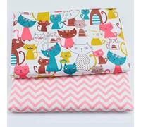 CraftsFabrics 100% Cotton Fanni 2pcs Cute Pattern Cotton Fabric Squares 50 x 50cm Wide Fabric Scrap for Sewing, Quilting, Patchwork, Home Décor