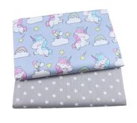 CraftsFabrics 100% Cotton Fanni 2pcs Cute Pattern Cotton Fabric Squares 50 x 50cm Wide Fabric Scrap for Sewing, Quilting, Patchwork, Home Décor