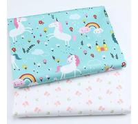 CraftsFabrics 100% Cotton Fanni 2pcs Cute Pattern Cotton Fabric Squares 50 x 50cm Wide Fabric Scrap for Sewing, Quilting, Patchwork, Home Décor