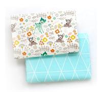 CraftsFabrics 100% Cotton Fanni 2pcs Cute Pattern Cotton Fabric Squares 50 x 50cm Wide Fabric Scrap for Sewing, Quilting, Patchwork, Home Décor