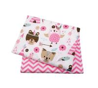 CraftsFabrics 100% Cotton Fanni 2pcs Cute Pattern Cotton Fabric Squares 50 x 50cm Wide Fabric Scrap for Sewing, Quilting, Patchwork, Home Décor