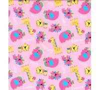 CraftsFabrics 100% Cotton Pink Giraffe Lion Tiger Poplin Cotton Printed Animal Fabric 112cm Wide Ideal for Crafting, Sewing Fabric, Patchwork, and Dressmaking