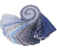 CraftsFabrics 2.5'' x 44'' 20pcs Blue Geometric Jelly Rolls Strips 100% Cotton Fabric for Quilting, Scrapbooking, Sewing, Crafts, Patchwork
