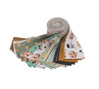 CraftsFabrics 2.5'' x 44'' 20pcs Lovely Zoo Jungle Animals Jelly Rolls Fabric Strips 100% Cotton Pre-Cut Fabric for Children's Quilting, Scrapbooking, Nursery Sewing, Arts & Crafts, Patchwork