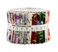 CraftsFabrics 2.5'' x 44'' 20pcs Pre-Cut Kona Quality Floral Series Jelly Rolls Strips 100% Cotton Fabric, Ideal for Quilting, Scrapbooking, Sewing, Arts & Crafts, Patchwork