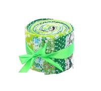 CraftsFabrics 20 pcs 2.4 Inches Pre-Cut Jelly Rolls Strips Fabric 100% Cotton (2.4x42 inches) (for Quilting, Scrapbooking, Arts & Crafts, DIY Projects) (Green)