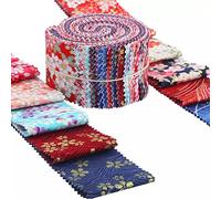 CraftsFabrics 20pcs 2.4x42 Floral Gold Metallic Bronzing Jelly Rolls Quilting Strips Japanese Fabric 100% Cotton Pre-Cut Strips Fabric for DIY Crafts Sewing, Patchwork, Collage