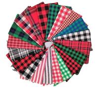 CraftsFabrics 20pcs/lot 20x20cm Christmas Fabric Squares Plaid Craft Fabric Bundle Gingham Precut Sewing Quilting Patchwork for Christmas Holiday