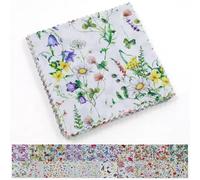 CraftsFabrics 40pcs Bloom and Flutter Floral Printed Porcelain Prints 5" X 5" Charm Packs DIY Cotton Fabric for Sewing Crafting Patchwork