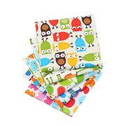 CraftsFabrics 5pcs 40x50cm (16x20) Cartoon Animals Printed Cotton Fat Quarters Bundle (for Quilting, Scrapbooking, Sewing, Arts & Crafts, Baby Clothing, Nursery, DIY Projects, Collage)