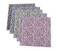 CraftsFabrics 5pcs Leopard Print 100% Cotton 50x50cm Wide Digital Fabric for Sewing, Arts & Crafts, Baby Clothing, DIY Projects, Bandanas