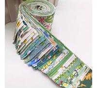 CraftsFabrics 6.5 * 50cm 40pcs Pre-Cut Green Printed Jelly Rolls Strips Fabric 100% Cotton for Quilting, Scrapbooking, Sewing, Crafts, Patchwork