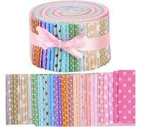CraftsFabrics 6.5 * 50cm 40pcs Pre-Cut Polka Dot Printed Jelly Rolls Strips Fabric 100% Cotton for Quilting, Scrapbooking, Sewing, Crafts, Patchwork