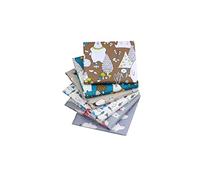 CraftsFabrics 6pcs Cartoon Sea Animals 100% Cotton 40x50cm Wide Fat Quarters Fabric Bundle for Sewing, Quilting, Patchwork