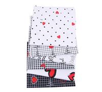 CraftsFabrics 6pcs/Lot 25cmx25cm Valentine's Day Love Heart Heartbeat Black & White Fat Quarters 100% Cotton Precut Squares for Quilting, Arts, Crafts, DIY Projects