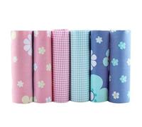 CraftsFabrics 6pcs/Lot 40cm x 50cm Gingham Floral Fat Quarters Twill Printed 100% Cotton Precut Fabric Bundle Material Children's Quilting, Scrapbooking, Patchwork
