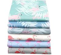 CraftsFabrics 6pcs/lot Flamingo Patterns 100% Cotton 40x50cm Wide Precut Quilting Fabric Squares Sheets for DIY Patchwork Sewing Quilting