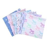 CraftsFabrics 6Pcs Multi-Color Cute Digitally Printed Designs 25x25cm Wide Fat Quarters Bundle 100% Cotton Precut Squares for Quilting, Arts, Crafts, DIY Projects