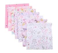 CraftsFabrics 6Pcs Multi-Color Cute Digitally Printed Designs 25x25cm Wide Fat Quarters Bundle 100% Cotton Precut Squares for Quilting, Arts, Crafts, DIY Projects