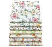 CraftsFabrics 7 Mixed Floral Prints 100% Cotton 40x50cm Wide Pre-Cut Fat Quarter Bundles Twill Fabric for Quilting Patchwork