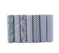 CraftsFabrics 7 Pieces 20x20 inch Grey Stripe Polka Dots Pattern 100% Cotton Patchwork Sewing Quilting Fabric Bundles for DIY Craft Making