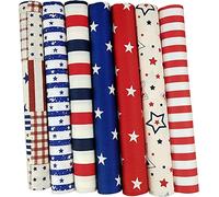 CraftsFabrics 7pcs American Patriotic 100% Cotton 50x50cm Wide Fat Quarters Fabric Bundle for Quilting, Arts, Crafts, DIY Projects