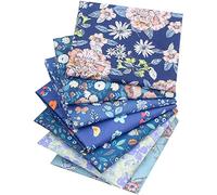 CraftsFabrics 7pcs/ Lot (16''x20'') Blue Floral Fat Quarters Bundle Pre-Cut Squares for Quilting, Scrapbooking, Crafts, Nursery, DIY Projects, Collage