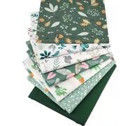 CraftsFabrics 7pcs/lot 25cmx25cm Green Series Floral Woodland Forest Fabric Bundle